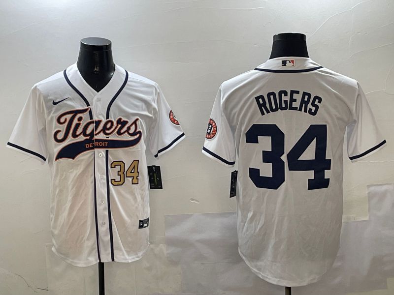 Men Detroit Tigers #34 Rogers White Jointly Name 2025 Nike MLB Jersey style 4